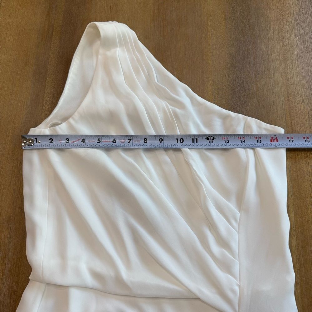 Halston Draped Maxi Dress White‎ Crepe One Shoulder Gown $553 new - Picture 3 of 14